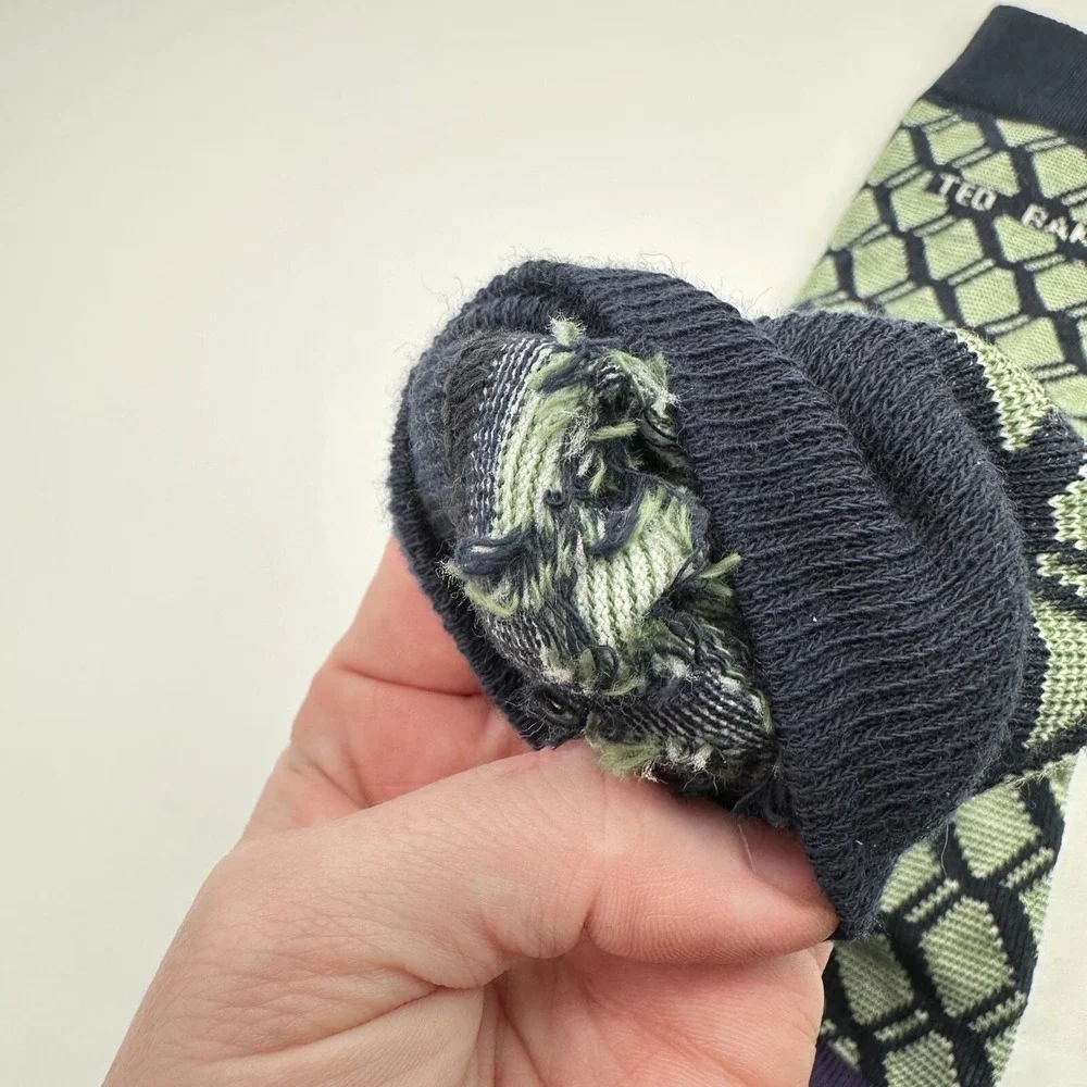 Ted Baker Crew Socks Purple Mint Green‎ Black Mid Calf Geometric Mens 6-10